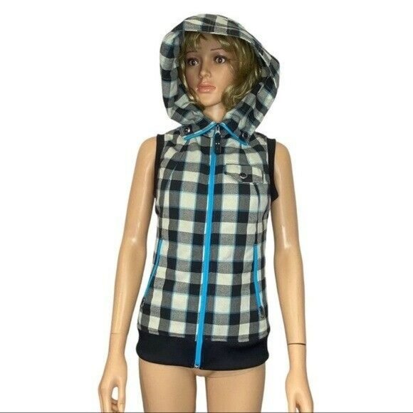 Burton Ho Chi Minh Plaid Vest Dry Ride Hooded Small EUC Ski Snowboard - Picture 5 of 12